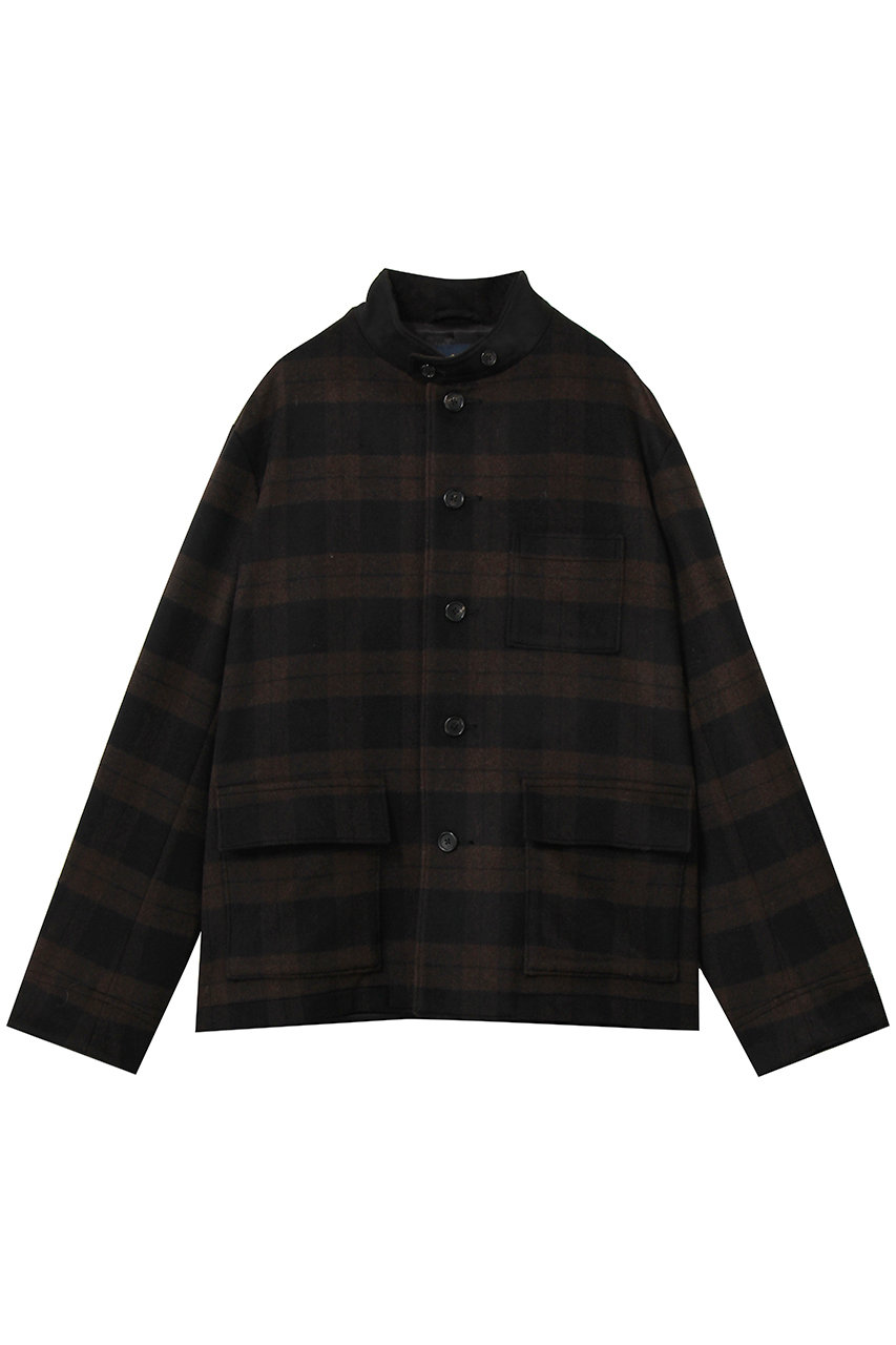 Brooks Brothers 【MEN】ウール／ポリエステル スタンドカラー ジャケット (チェック, S) ブルックス ブラザーズ ELLE SHOP