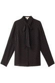 【Red Fleece】  レーヨンジョーゼット ポルカドットプリント ボウタイネック ブラウス