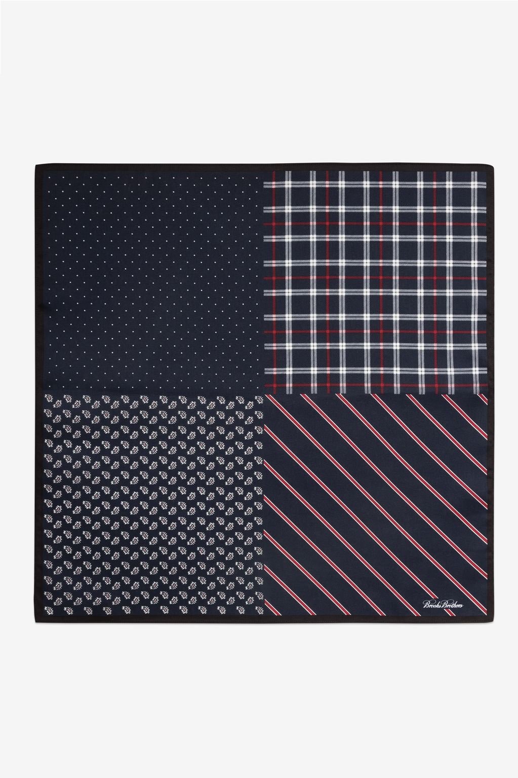 SALE 【33%OFF】 Brooks Brothers ブルックス ブラザーズ メンズ(MENS)コットン 4パネルプリント ハンカチ ネイビー/バーガンディー