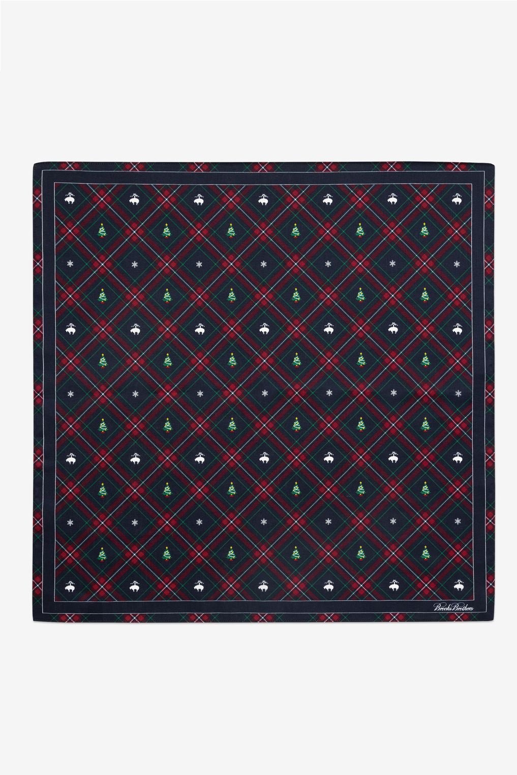SALE 【33%OFF】 Brooks Brothers ブルックス ブラザーズ メンズ(MENS)コットン プラッド GF/クリスマスモチーフ ハンカチ ネイビー/バーガンディー