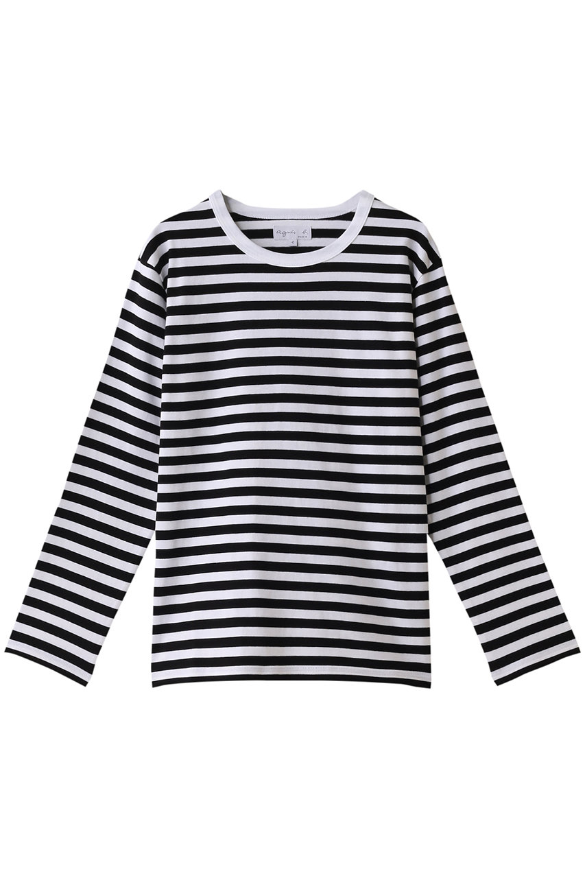 agnes b. アニエスベー ロングスリーブTシャツ ブラックxホワイト
