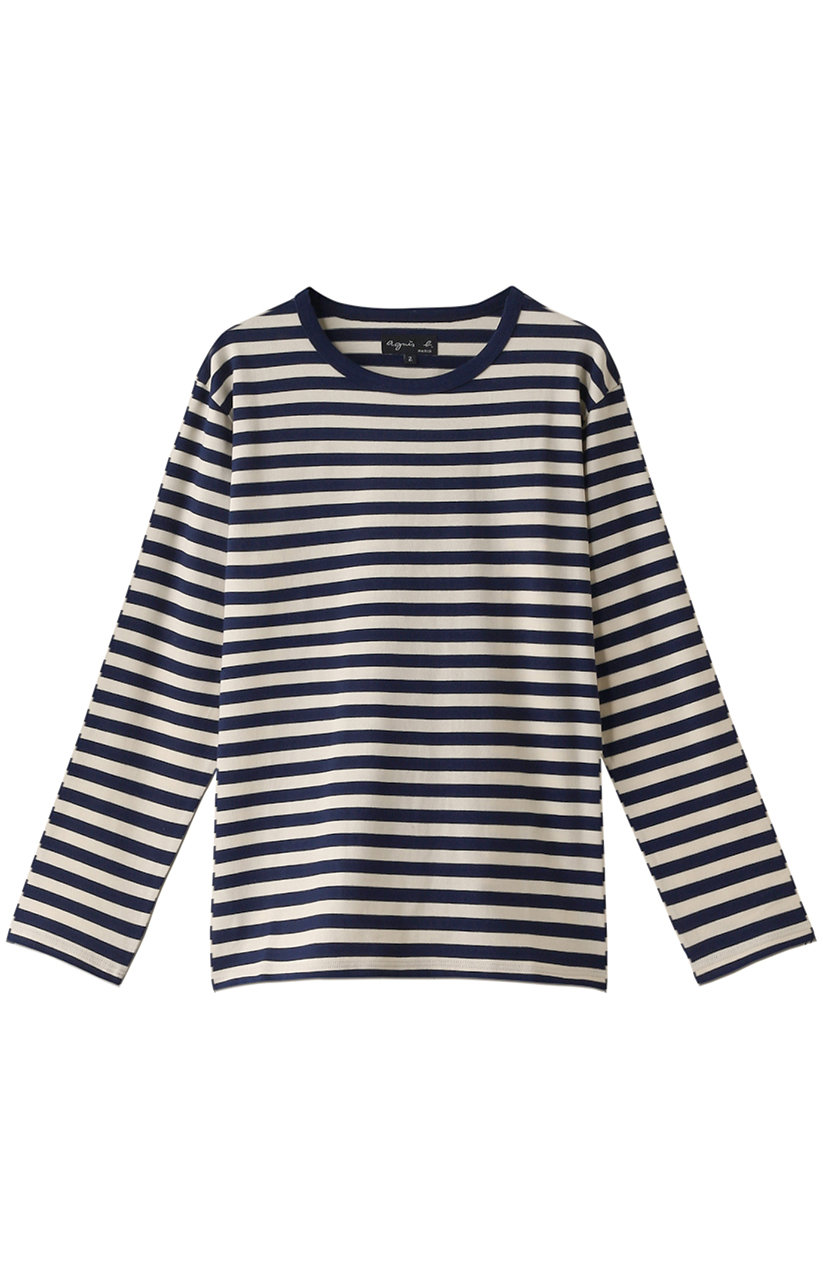 agnes b. アニエスベー ロングスリーブTシャツ ネイビーxホワイト