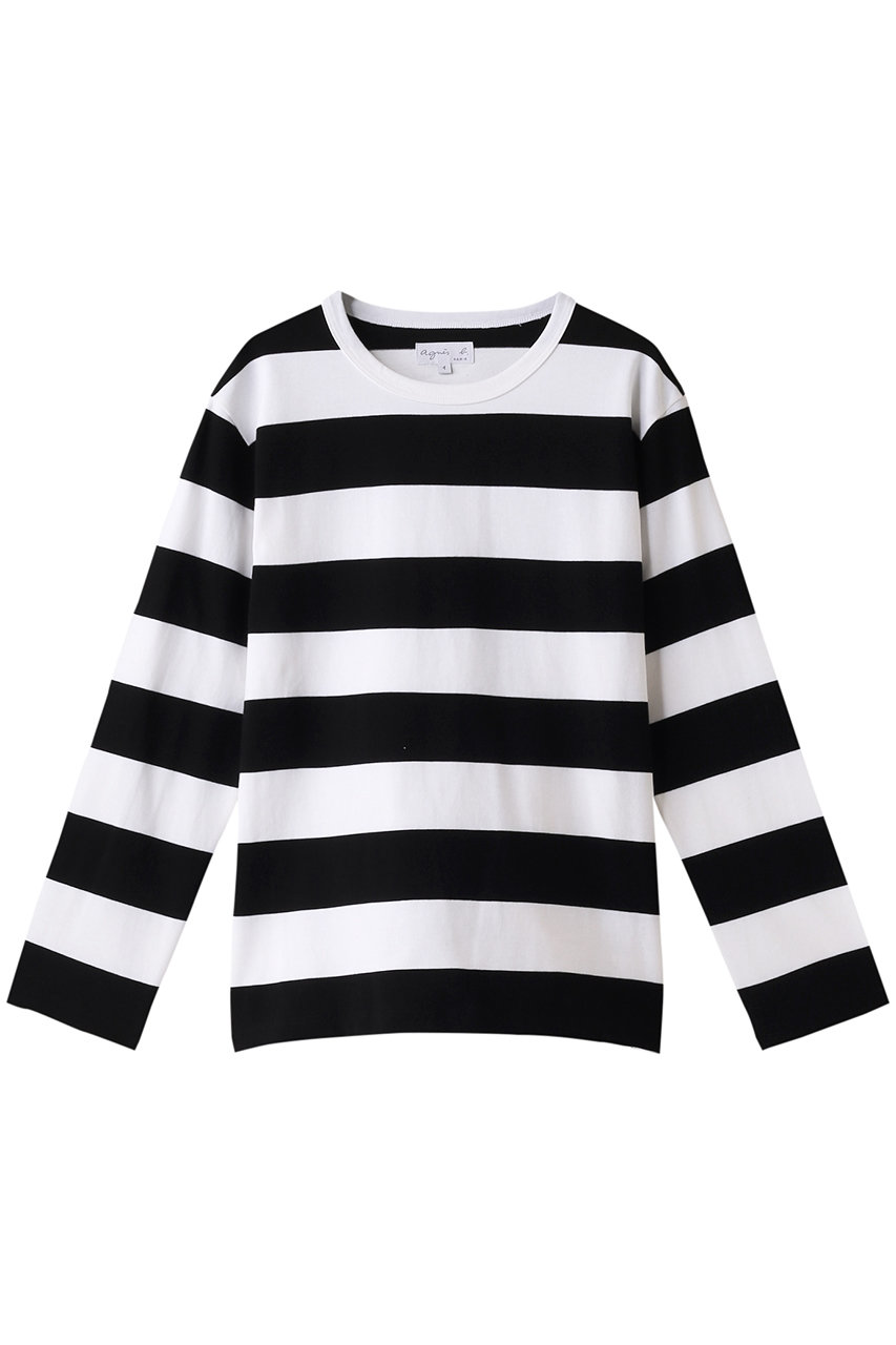 agnes b. アニエスベー ロングスリーブTシャツ ブラックxホワイト