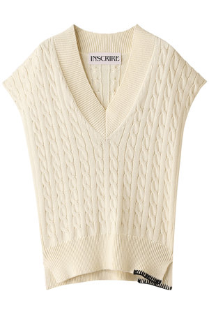 アンスクリア/INSCRIREのコットンアランVネックニットベスト
