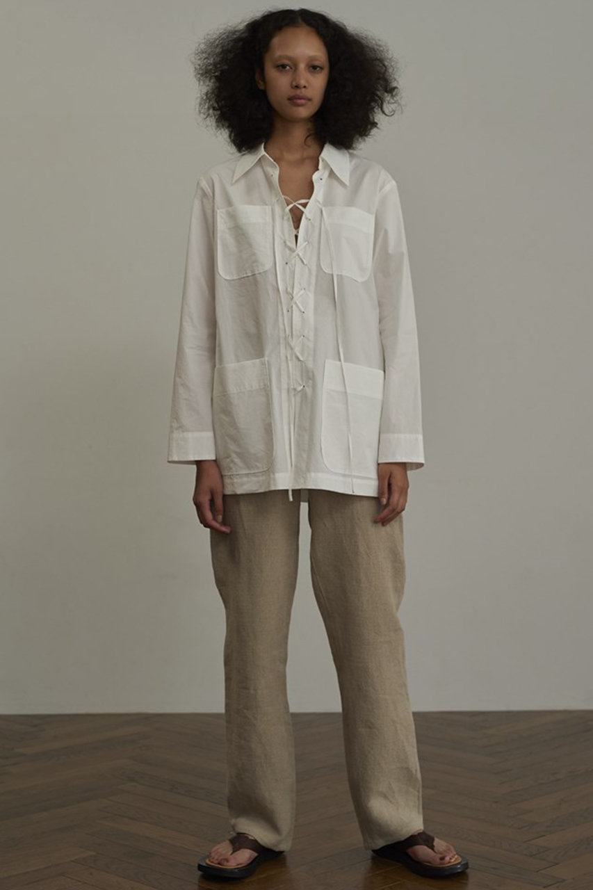 Inscrire アンスクリア コットンサファリシャツ ホワイト の通販 Elleshop エル ショップ