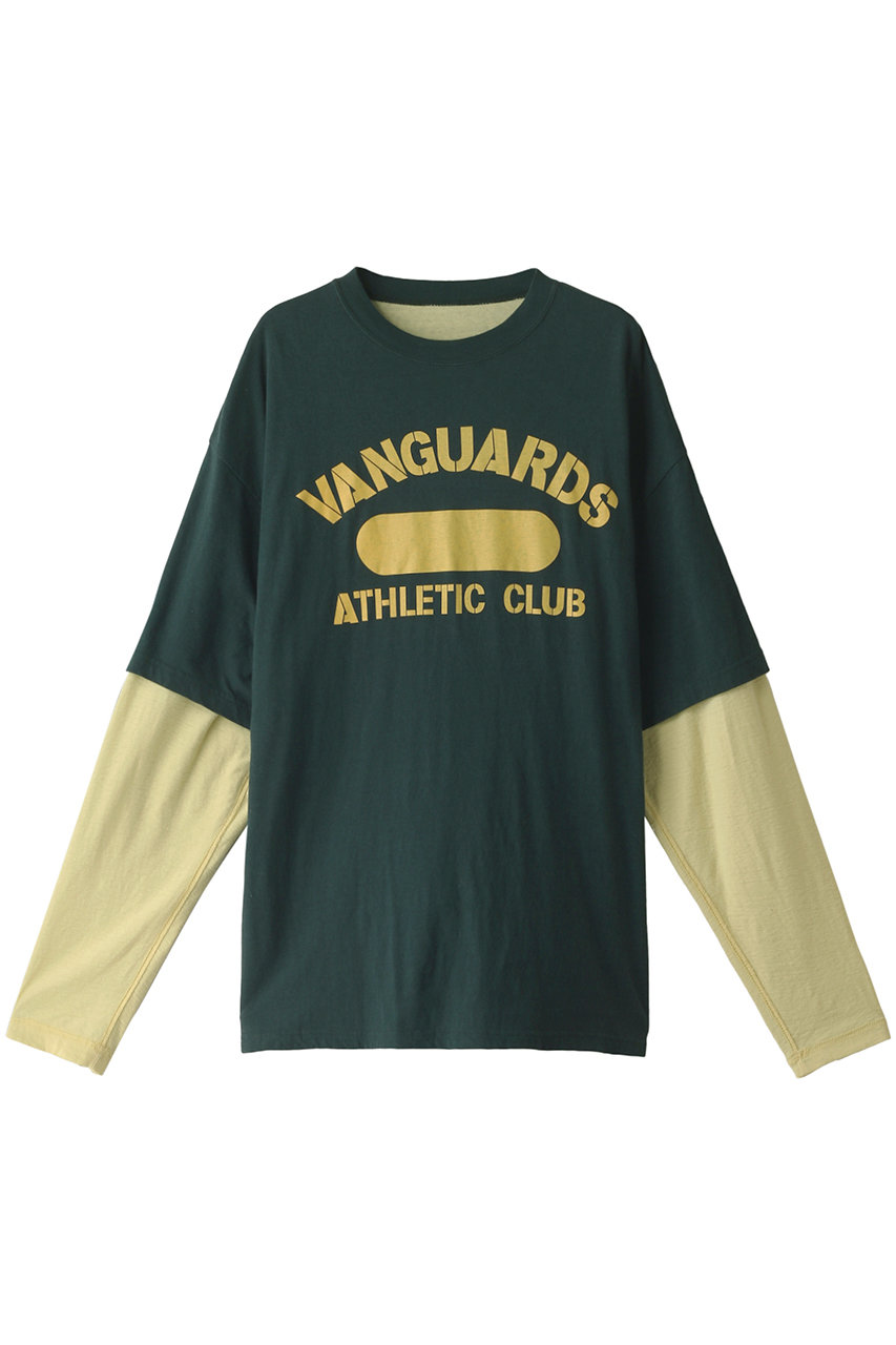 アンスクリア/INSCRIREのVANVanguards Athletic レイヤードTシャツ(グリーン×イエロー/I22AW-BC44)