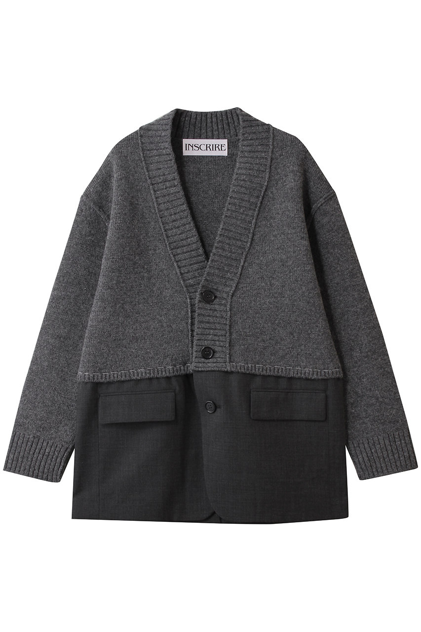 INSCRIRE Hybrid ジャケット (グレー×チャコール, 1) アンスクリア ELLE SHOP