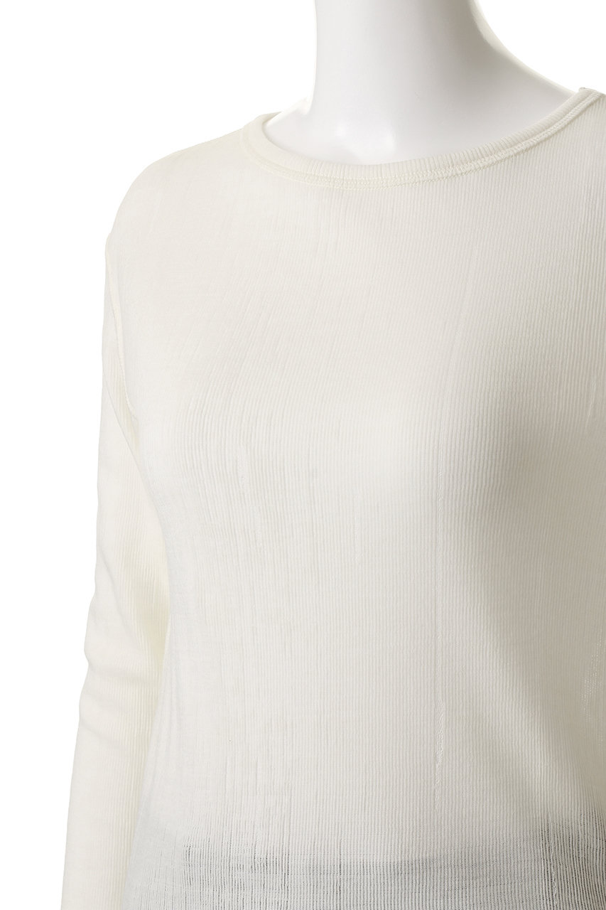 INSCRIRE(アンスクリア)｜Plating リブ レイヤード Tシャツ/ホワイト