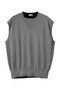 コットン 16G V ネック ベスト アンスクリア/INSCRIRE グレー×ブラック
