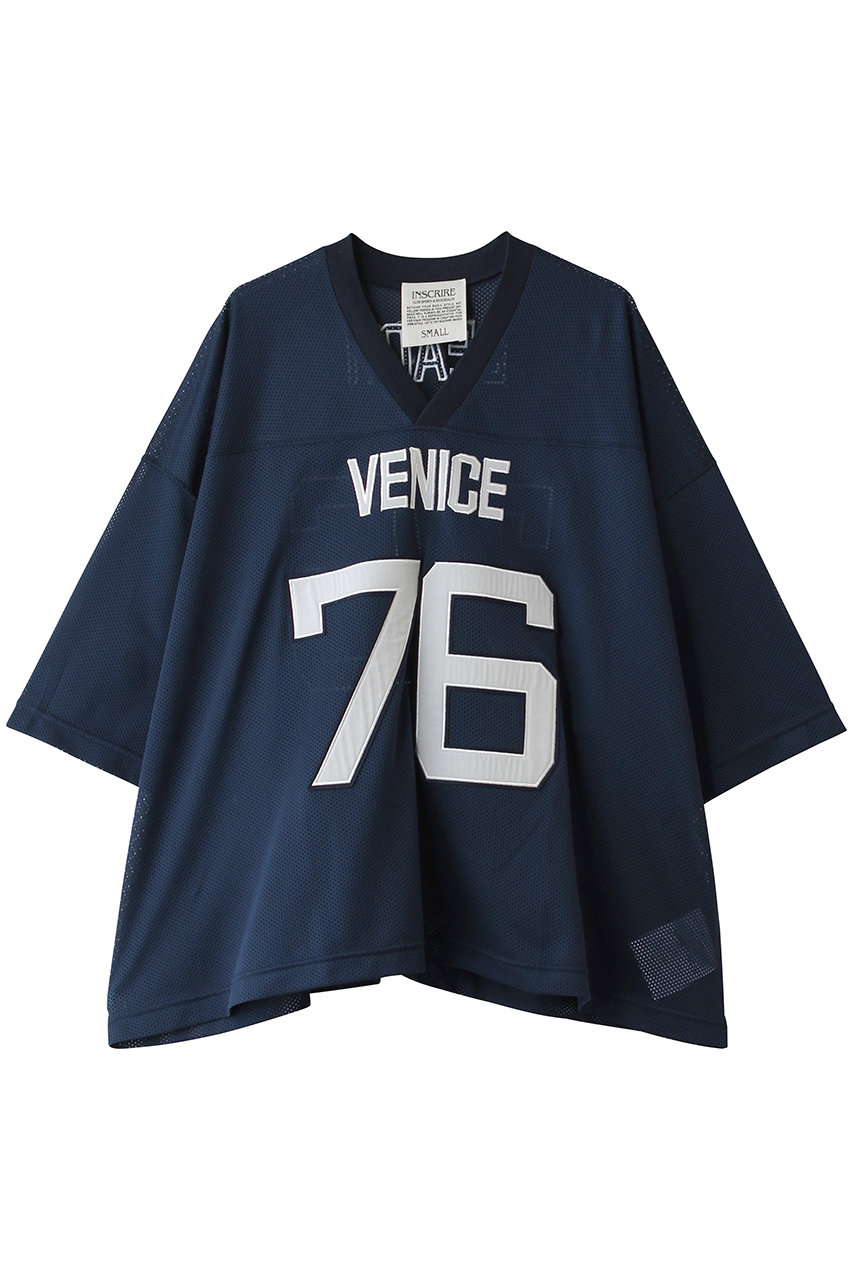 アンスクリア/INSCRIREのメッシュ フットボール Tシャツ(ネイビー/I26SS-BC17)