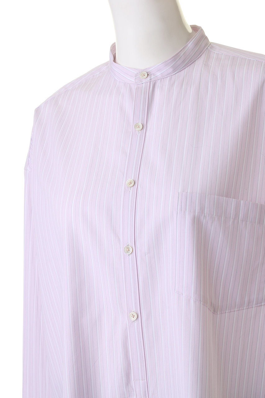 TICCA(ティッカ)｜ノーカラーシャツ/ピンクマルチストライプ の通販