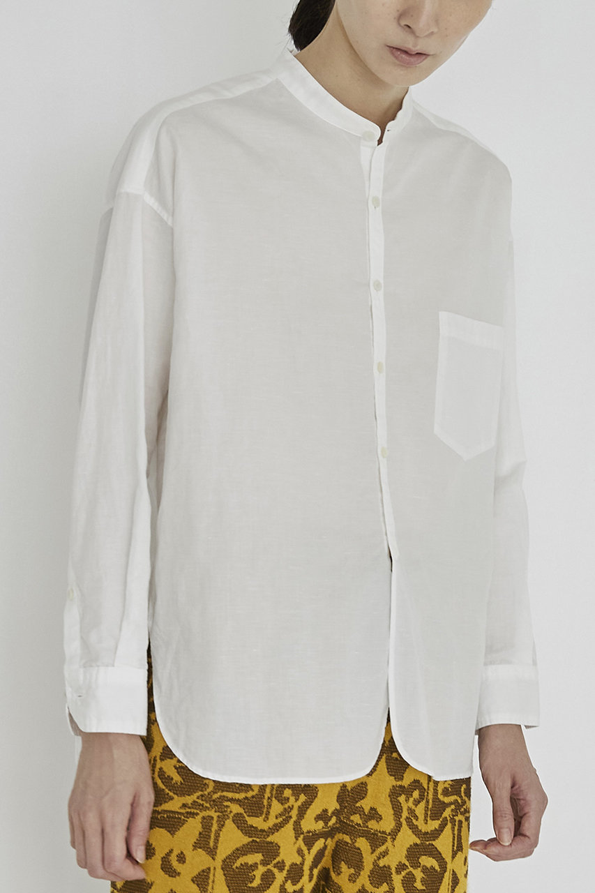 TICCA(ティッカ)｜コットンリネンノーカラーシャツ/ホワイト の通販 