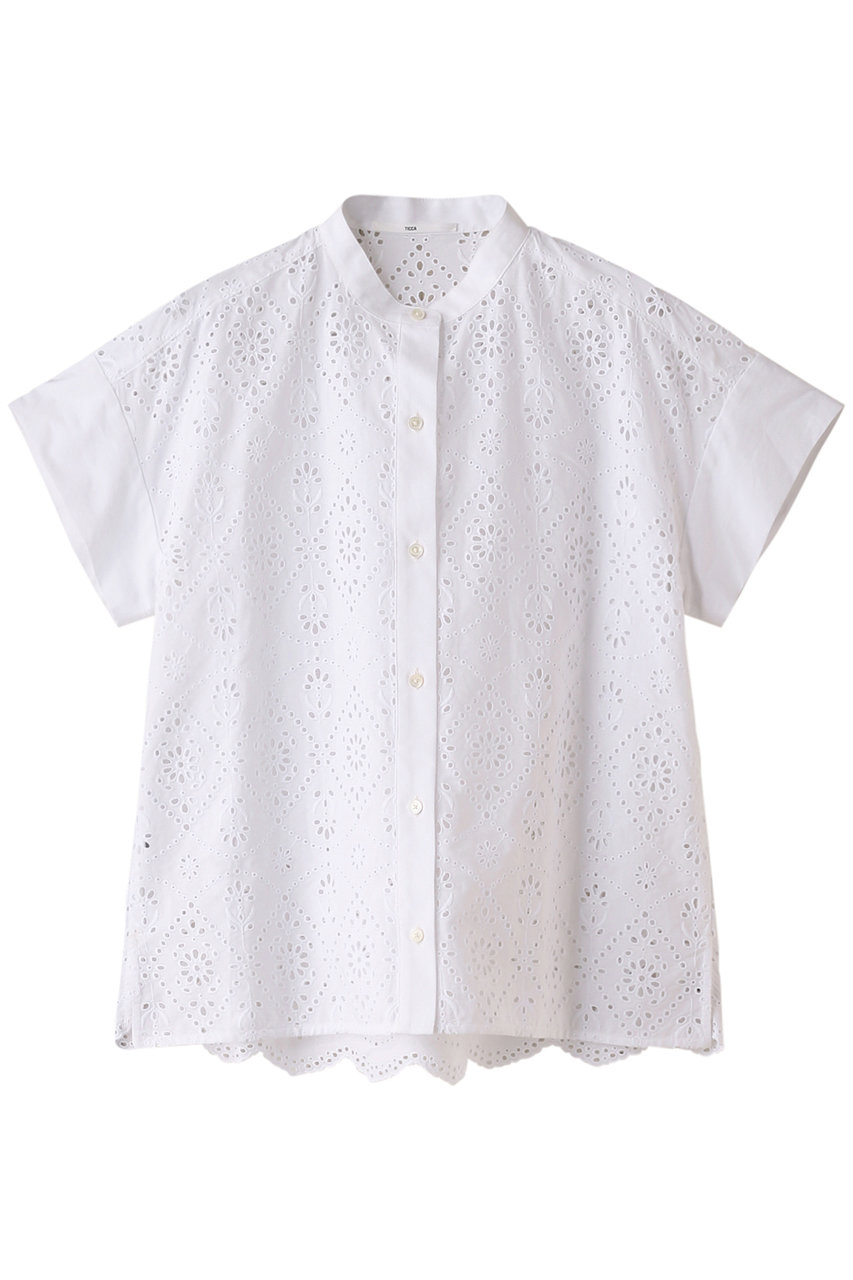 TICCA レースフレンチシャツ (ホワイト, F) ティッカ ELLE SHOP