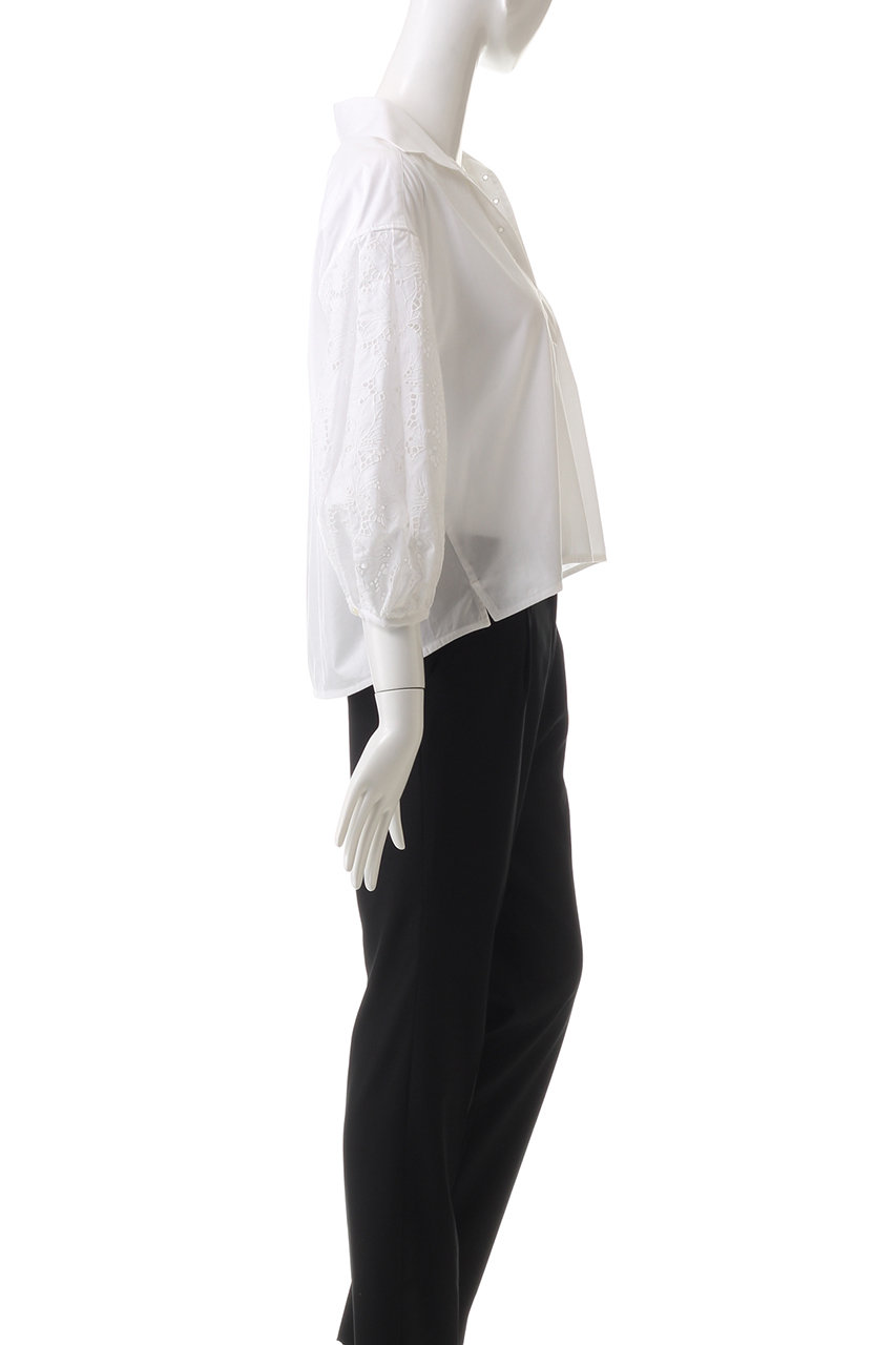 René ホワイト レース パフスリーブ シャツ