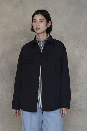 美品△TICCA ティッカ//ウールロングシャツ 長袖 グレージュ