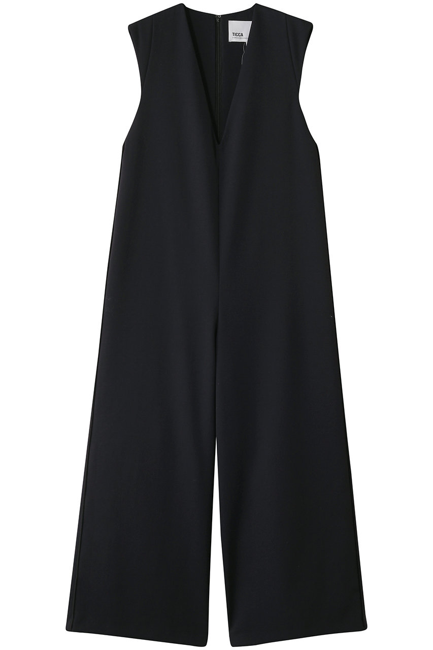 TICCA ウールサージコンビネゾン (ネイビー, 1) ティッカ ELLE SHOP TICCA ウールサージコンビネゾン (ネイビー, 1) ティッカ ELLE SHOP