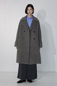 TICCA(ティッカ)｜ミックスツイードテントコート/ブラックミックス の