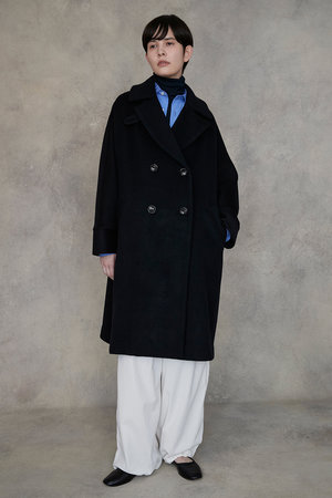 TICCA ブラック ダブルブレストコート TICCA｜ティッカのコート通販｜ELLE SHOP (エル・ショップ