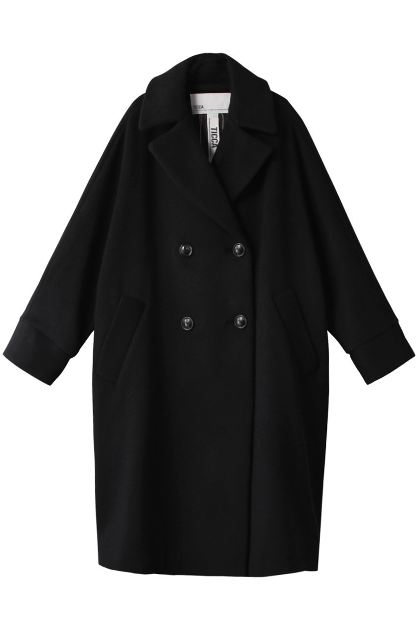 新品未使用 ティッカ 23AW テントコート モヘヤ混 ダブルブレスト ネイビー vol.160【apt】業界関係者も愛用、実力派日本ブランド【TICCA