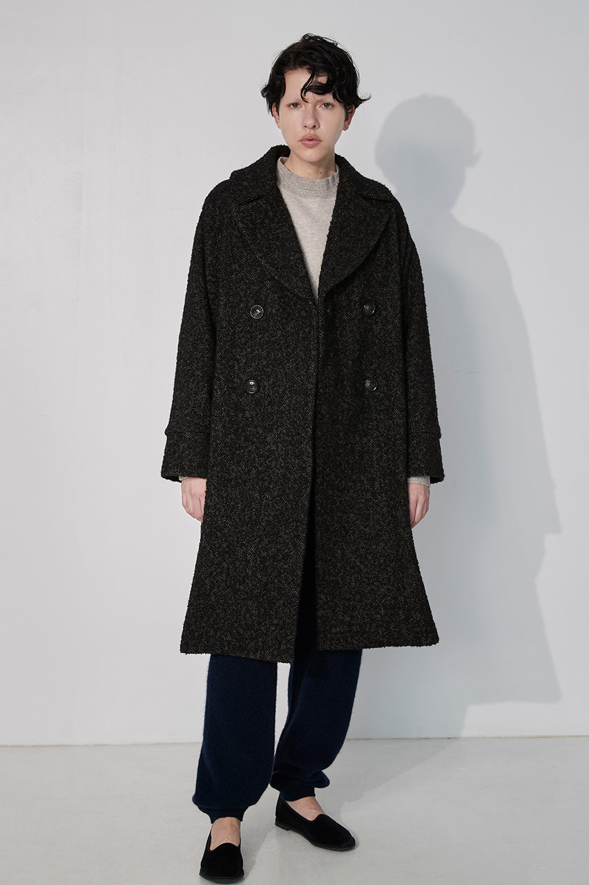 TICCA(ティッカ)｜ミックスツイードテントコート/ブラックミックス の