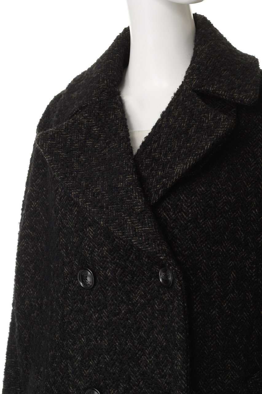 TICCA(ティッカ)｜ミックスツイードテントコート/ブラックミックス の