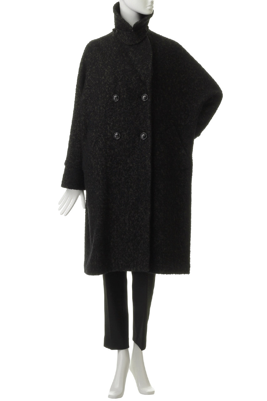 TICCA(ティッカ)｜ミックスツイードテントコート/ブラックミックス の