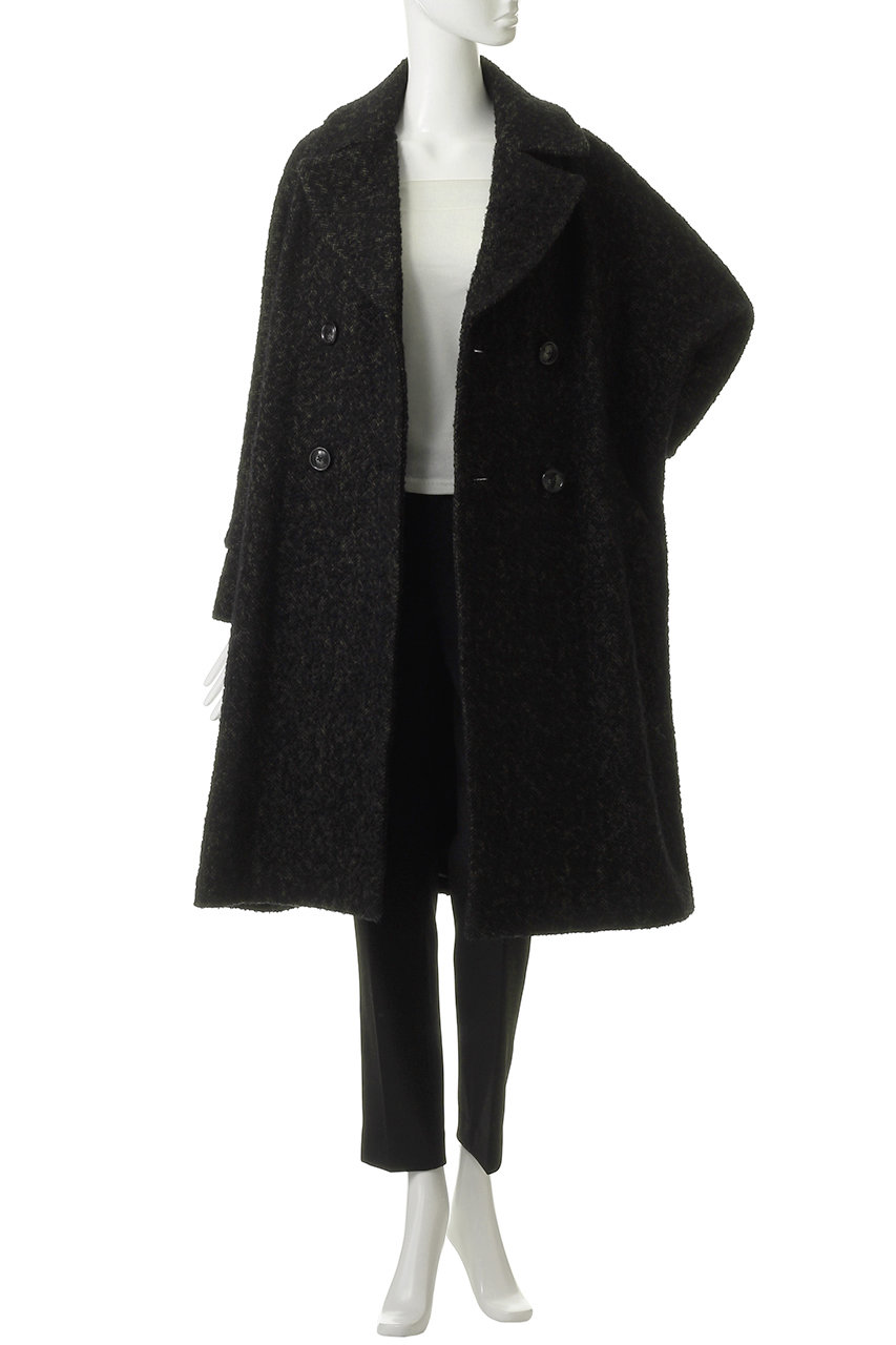 TICCA(ティッカ)｜ミックスツイードテントコート/ブラックミックス の