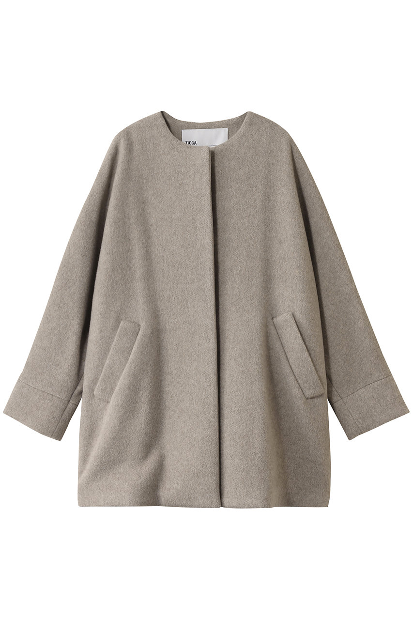 TICCA ノーカラーテントコート (ベージュ, F) ティッカ ELLE SHOP TICCA ノーカラーテントコート (ベージュ, F) ティッカ ELLE SHOP