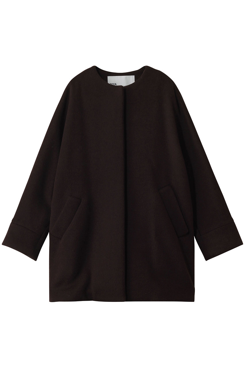 TICCA ノーカラーテントコート (ブラウン, F) ティッカ ELLE SHOP TICCA ノーカラーテントコート (ブラウン, F) ティッカ ELLE SHOP