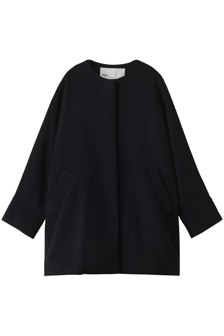 TICCA ノーカラーテントコート (ネイビー, F) ティッカ ELLE SHOP TICCA ノーカラーテントコート (ネイビー, F) ティッカ ELLE SHOP