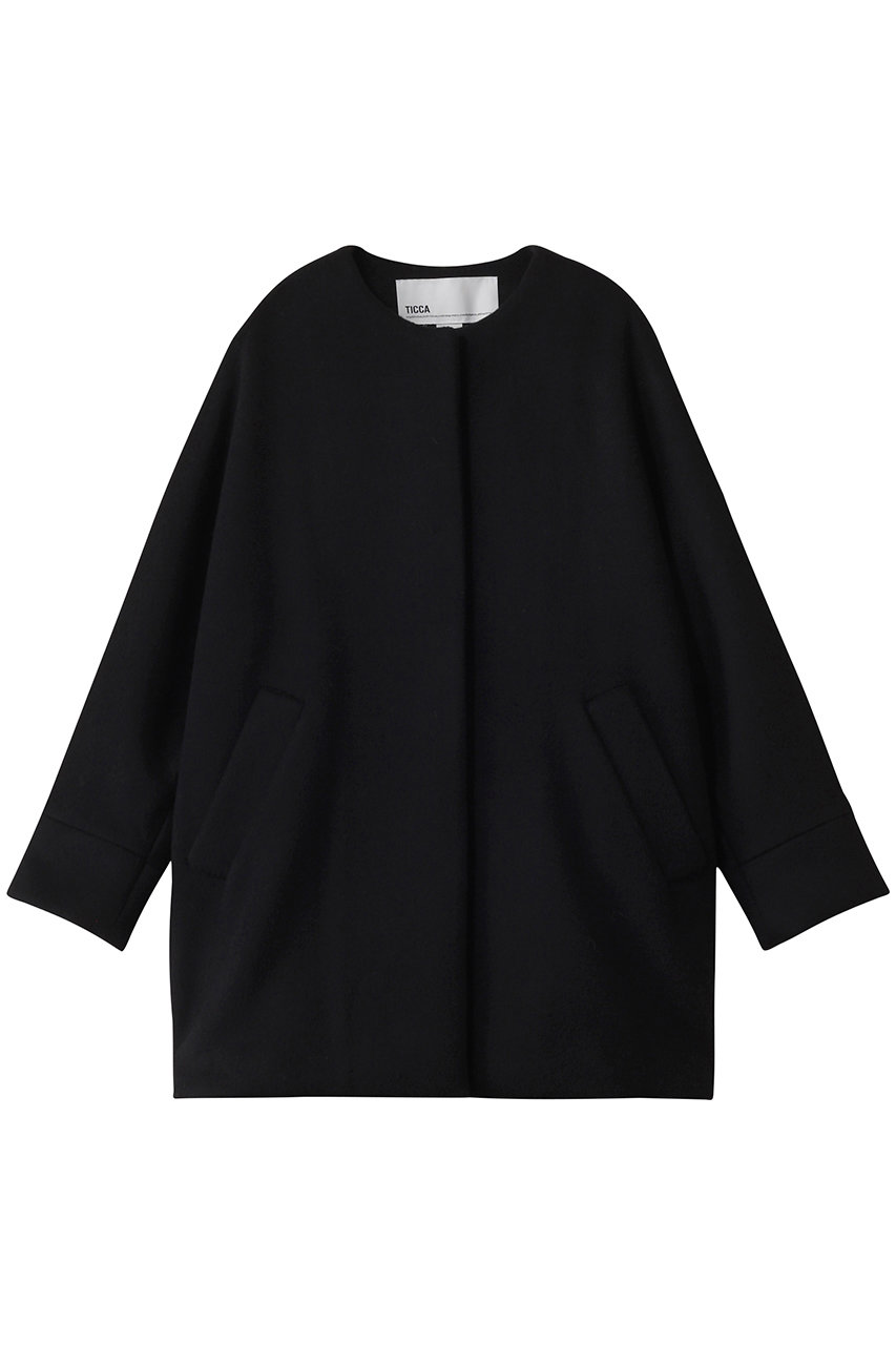 TICCA ノーカラーテントコート (ブラック, F) ティッカ ELLE SHOP TICCA ノーカラーテントコート (ブラック, F) ティッカ ELLE SHOP