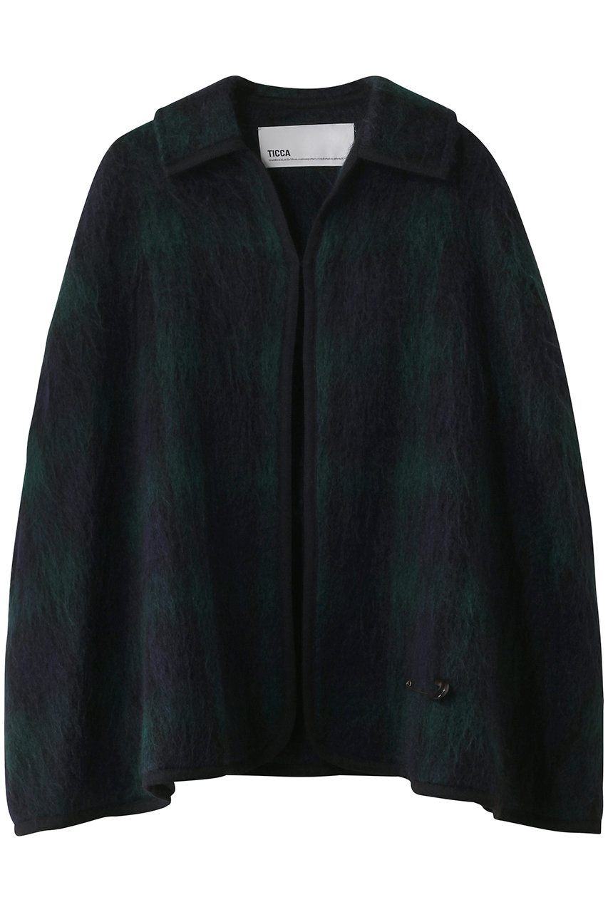 TICCA チェックシャギーポンチョ (ネイビーチェック, F) ティッカ ELLE SHOP TICCA チェックシャギーポンチョ (ネイビーチェック, F) ティッカ ELLE SHOP