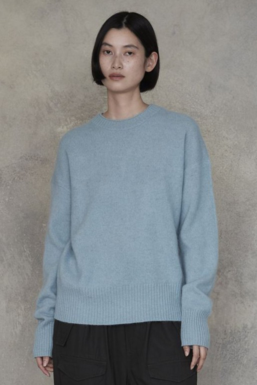 新品⁑ティッカ　ヤククルーネックニットプルオーバー　ネイビー　現行 定価3.9万 TICCA(ティッカ)｜ヤククルーネックプルオーバー/ライトブルー の通販