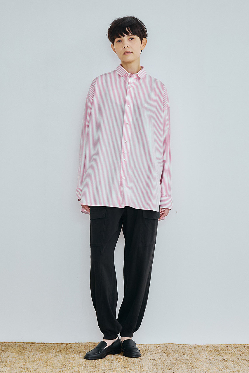 TICCA(ティッカ)｜【UNISEX】スクエアビッグシャツ/ピンクストライプ