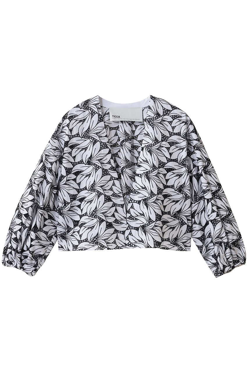 ティッカ/TICCAのフラワーレースジャケット(ホワイト×ネイビー/0261410133)