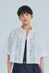TICCA(ティッカ)｜レースフレンチシャツ/ホワイト の通販｜ELLESHOP