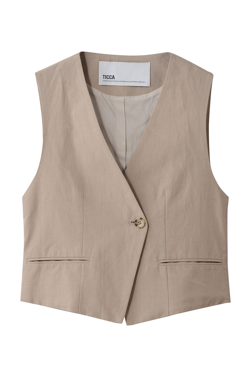 ティッカ/TICCAのコットンシルクラミーベスト(ベージュ/0261410141)