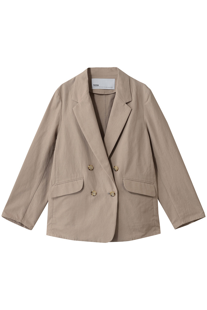 ティッカ/TICCAのコットンシルクラミーダブルジャケット(ベージュ/0261410142)