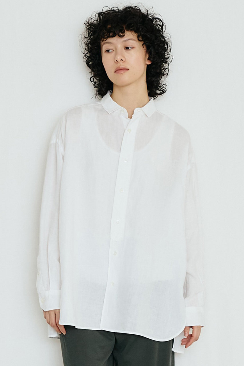 美品 ティッカ リネン スクエアビッグシャツ ホワイト 長袖 TICCA(ティッカ)｜【予約販売】【UNISEX】リネンスクエアビッグシャツ