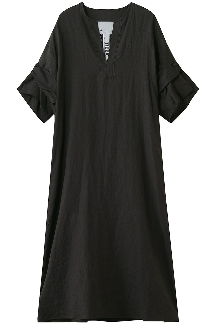 ティッカ/TICCAのリネンツイストスリーブワンピース(ブラウン/0261407405)