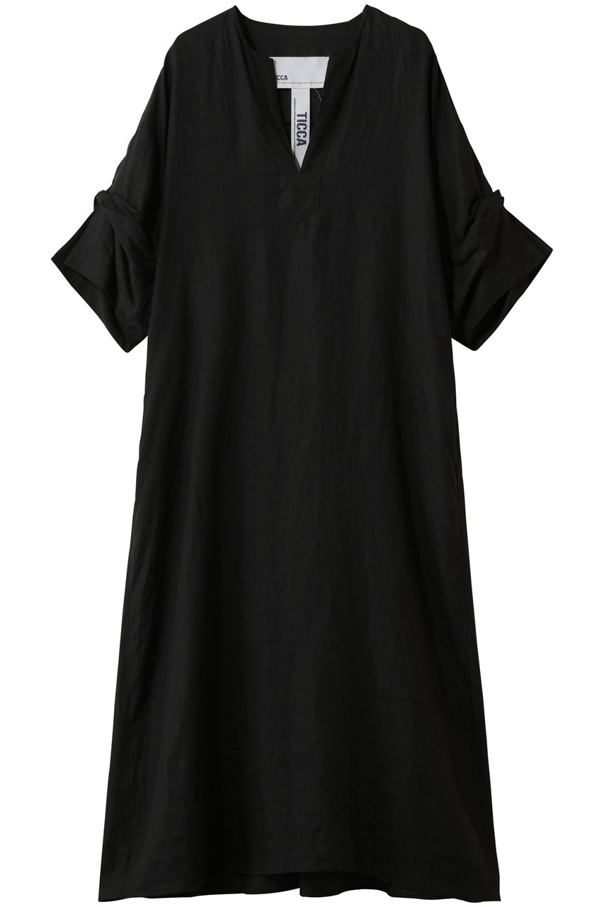 ティッカ/TICCAの【予約販売】リネンツイストスリーブワンピース(ブラック/0261407405)