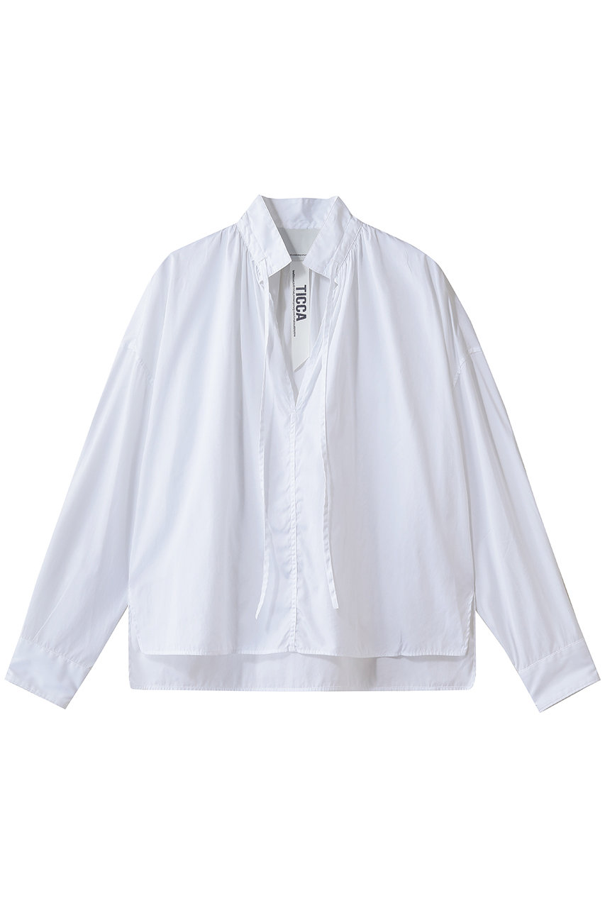 ティッカ/TICCAの【予約販売】スキッパーギャザーシャツブラウス(ホワイト/0263401105)
