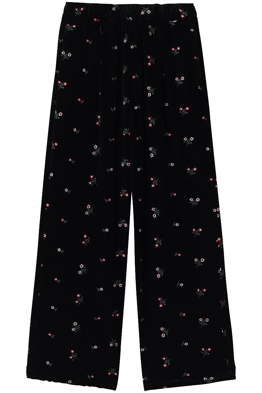 ティッカ/TICCAの【予約販売】ベロアフラワーエンブロイダリーパンツ(ブラックフラワー/0263416172)