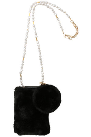 ファビオラ クラス/Faviora Classのミンク風ポーチ付パールショルダーポシェット(120100/120103)