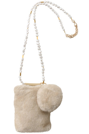 ファビオラ クラス/Faviora Classのミンク風ポーチ付パールショルダーポシェット(120100/120103)