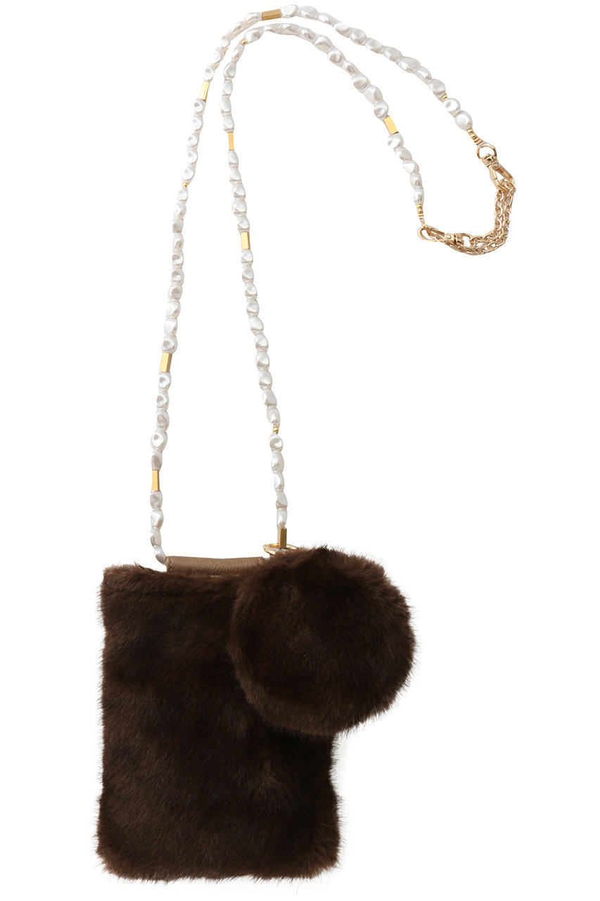 ファビオラ クラス/Faviora Classのミンク風ポーチ付パールショルダーポシェット(ブラウン/25-915-55008-24)
