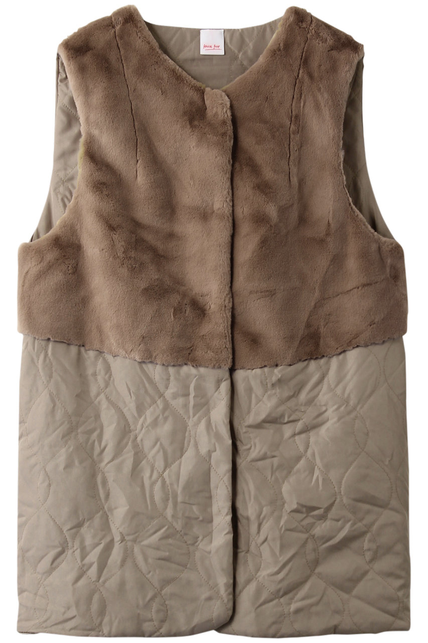 SALE 【28%OFF】 Faviora Class ファビオラ クラス 【faux-fur】フェイクファー×生地ベスト モカブラウン