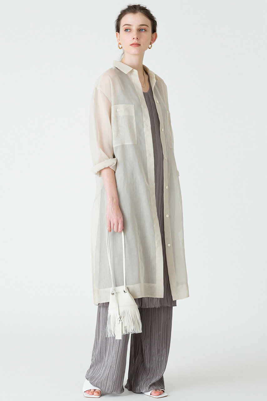 Allureville アルアバイル シアーシャツワンピース ベージュ の通販 Elleshop エル ショップ