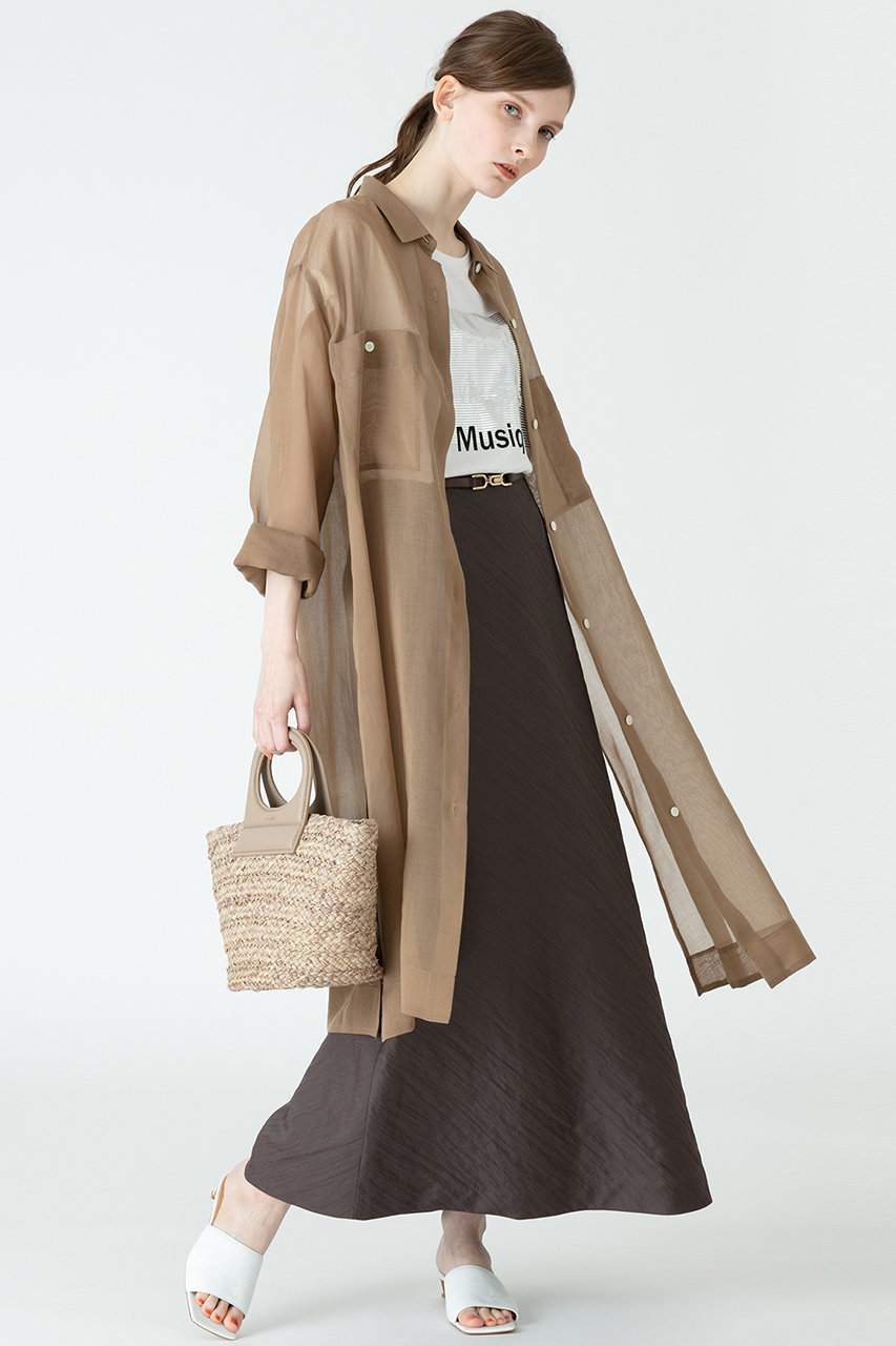 Allureville アルアバイル シアーシャツワンピース ブラウン の通販 Elleshop エル ショップ