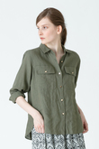 プレーンクロスGD釦リネンシャツ